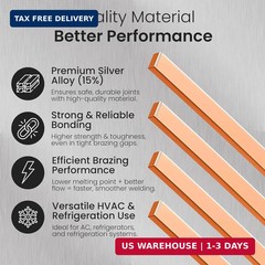 42 Pcs Brazing Rods AWS Bcup-5 15% Silver Solder Phos Copper Brazing Alloy Flat