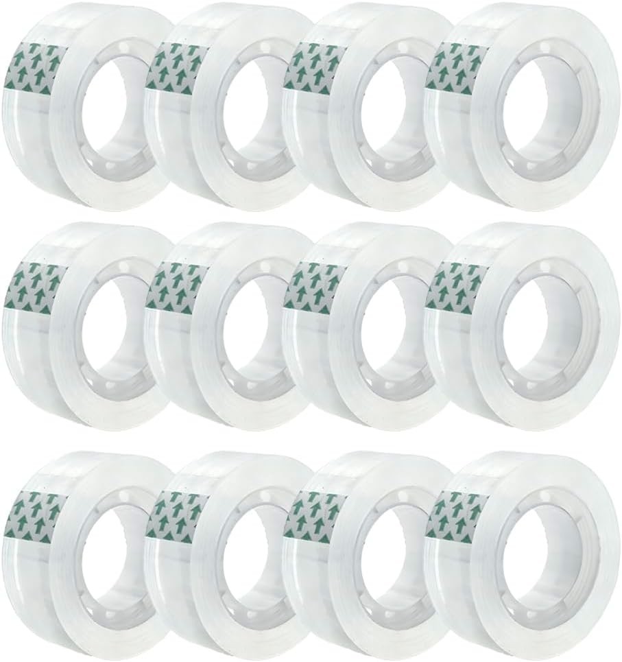 Clear Transparent Tape Rolls 3/4″ x 1000″ Dispenser Refill 12 Tape Rolls Scotch