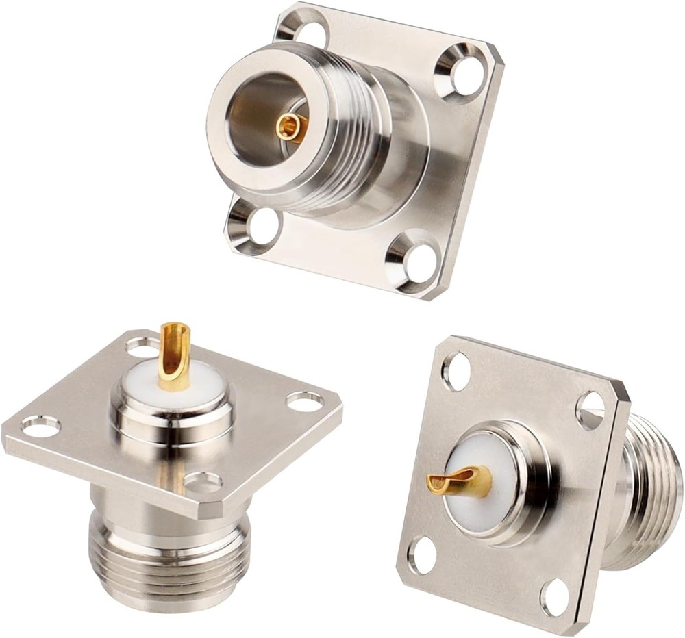 3 PCS N-Type Female Jack 4-Hole Panel Mount Solder Coax Chassis Connector