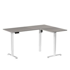 VIVO Gray / White Electric 63″ x 55″ Corner Desk, 3 Section Table Top