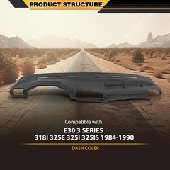 BMW E30 318i 325e 325i 325is 1984-1990 Black TPE Dashboard Cover