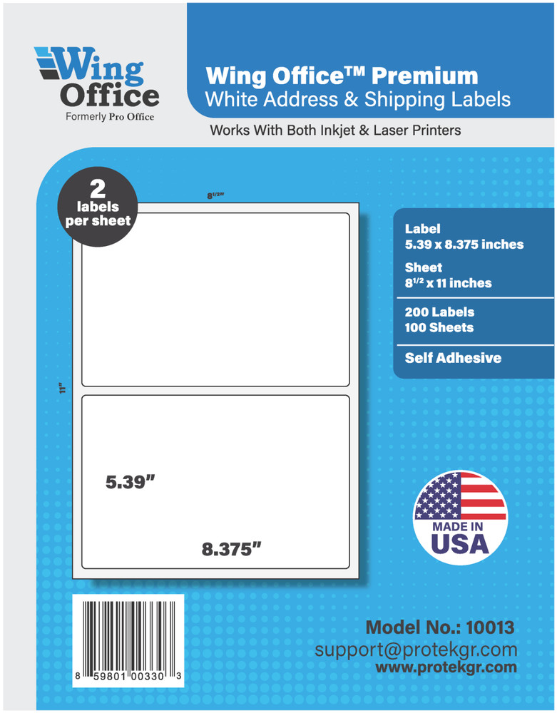 20 WING OFFICE Premium Shipping Label Blank Self Adhesive eBay PayPal HALF SHEET