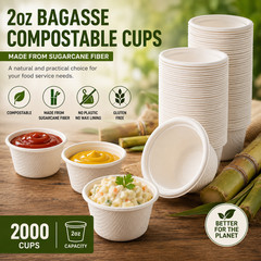 Fiber Sugarcane 2000 Pack 2 Oz Bagasse Disposable Cups Takeout Party Catering