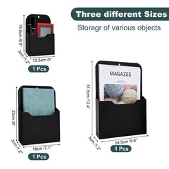 3Pack Magnetic File Holder Magnetic Wall File Organizer Black L/M/S Size