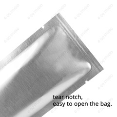 Multi Size Clear Back Silver Front Aluminium Mylar Glossy Flat Open Top Pouch