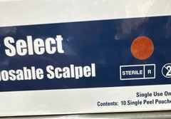 STERILE DISPOSABLE SCALPELS #10 – 10/BOX, SINGLE USE, 2024-04EXPIRATION.