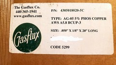 1lb 28 Rods Gasflux 5% Silver Phos Copper Brazing Rod AWS A5.8 BCUP-3 .05×1/8″