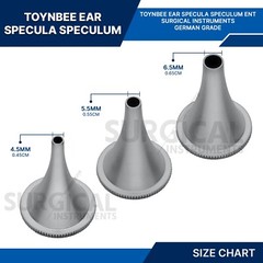 TOYNBEE Ear Specula (Speculum) set of 3 Pcs Stainless Steel German Grade