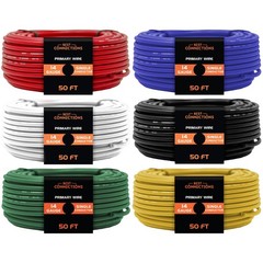 14 Gauge Automotive Primary Wire 50ft Each – 6 Color Bundle Set Durable Prima…