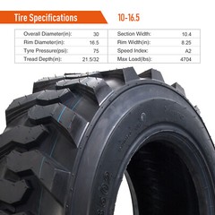 10-16.5 Skid Steer Tires 10 Ply 10×16.5 SKS Heavy Duty Deep Tread Tubeless NHS