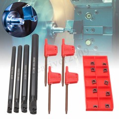 Set Of 7 8 10 12mm SCLCR06 Turning Tool Lathe Boring Bar + 10x CCMT0602 Inserts