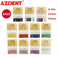 AZDENT Dental Endo Root Canal File Hand Use K-Files Stainless Steel 21mm/25mm