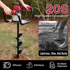 DC HOUSE 1500W Electric Post Hole Digger Tools with 6″ Digging Extension Rods