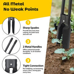 Post Hole Digger Tool, Heavy Duty Post Hole Digger with 55 Inch Handle, Dual Sha