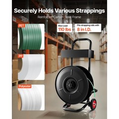 Uimoso Strapping Cart for PET/PP Polyester Straps with 8-inch Core