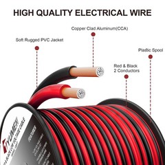 16AWG 50FT Red Black Wire 16/2 DC Cable LED Strip Auto Extension Cord