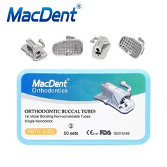 200Pcs MacDent Dental Orthodontic Sgl Buccal Tube Roth.022 1st Molar Non-Conv