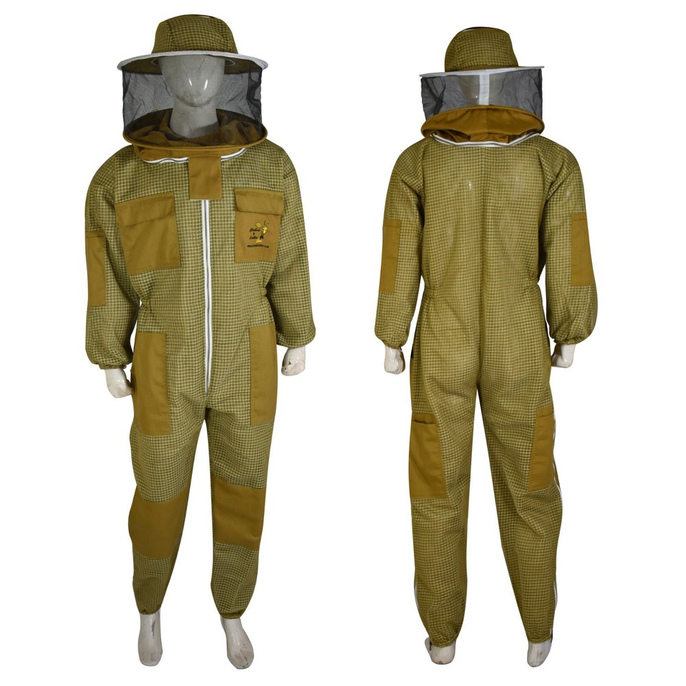 BEEKEEPING VENTILATED 3 LAYER MESH ULTRA WITH ROUND HOOD IN KHAKi FULL SUIT