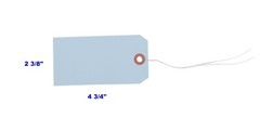 100 pcs of 4 3/4″ x 2 3/8″ Baby Light Blue Cardstock Hang Tags with Wire Size 5