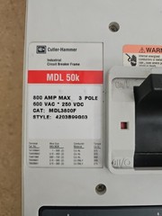 Cutler-Hammer MDL 50k 800A 3-Pole Circuit Breaker 551-600V MDL3800F MT3800T