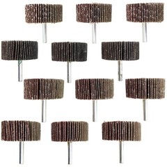 12 Pack ¼” Shank Flap Wheel Assortment, Includes 40, 60, 80, & 120 Grit 2″×1″×¼”