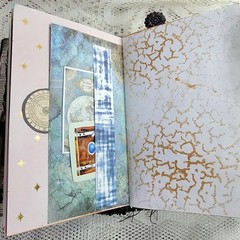 Blue Green Mushroom and Moon Goddess Handmade Junk Journals with Ephemera Folio