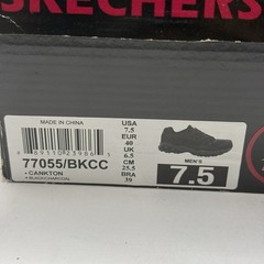 Skechers Work Cankton Men’s 7.5 Steel Toe Memory Foam Black Charcoal New