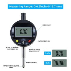 Electronic Digital Dial Gauge,with A Range of 0.5in/12.7mm and A 0.5 in/0.01