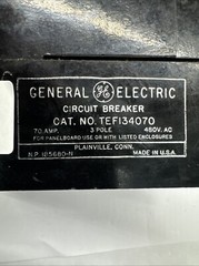 GE GENERAL ELECTRIC 70 AMP CIRCUIT BREAKER 480 VAC 3 POLE TEF134070 70A 480V