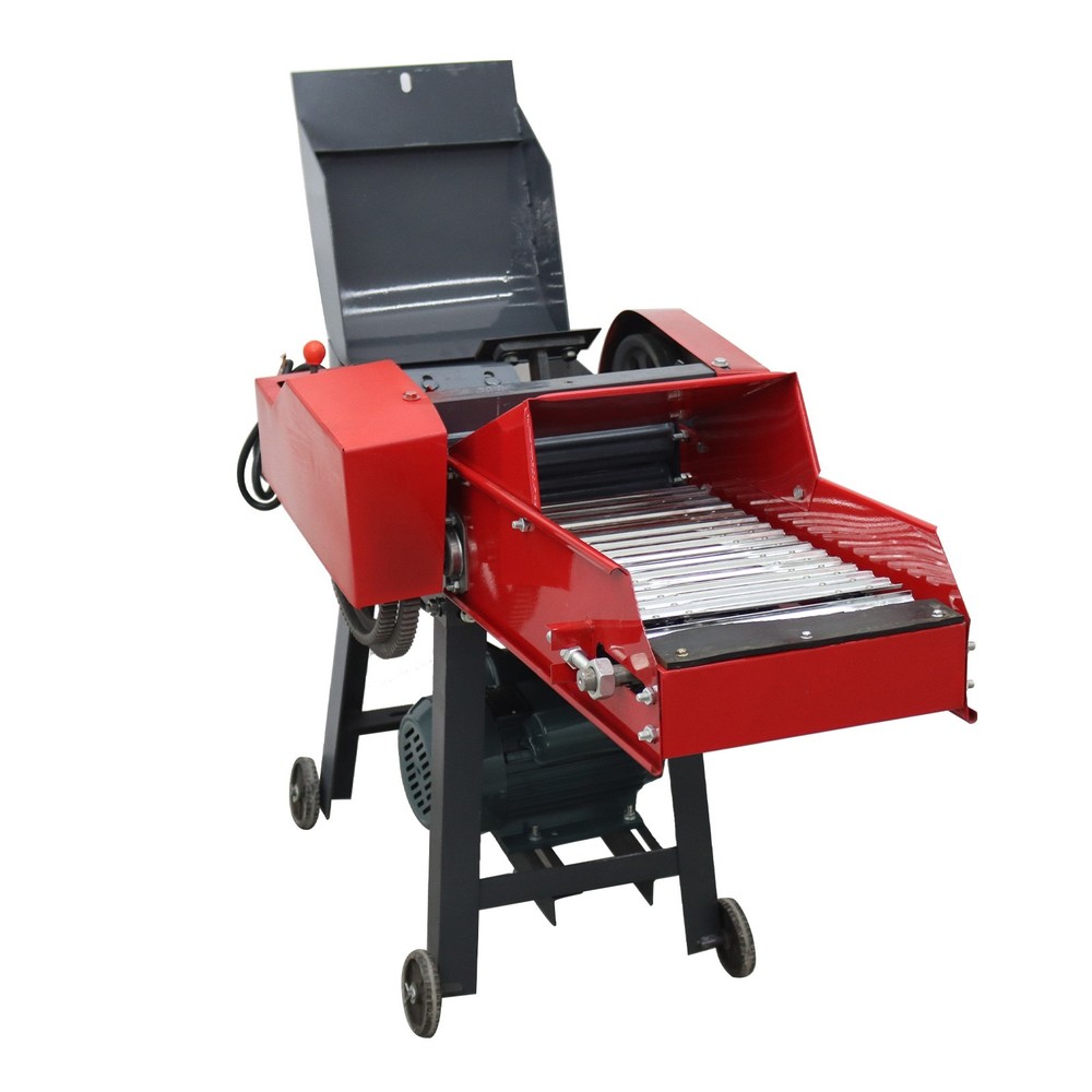 Auto Feed Hay Crusher 220V Straw Corn Cutter Pulverizer 6 Blade with Conveyor