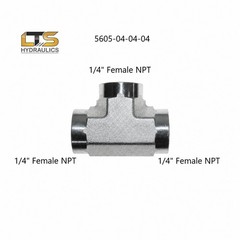 1/4″ Female Tapered Pipe Tee 1/4″ FNPT x 1/4″ FNPT x 1/4″ FNPT 5605-04-04-04