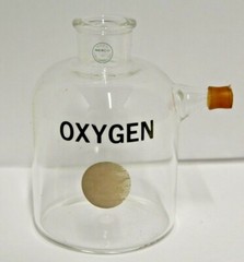 Vintage Mercer Glass Works “Oxygen” Pyrex Laboratory Lab Bottle 400ml