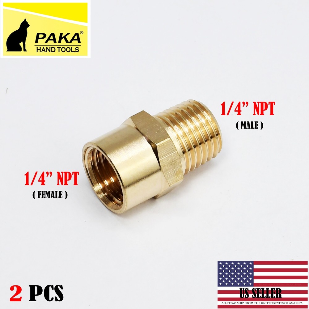 2 x BRASS NPT Extension , Equal 1/4 Male NPT x 1/4 Female NPT