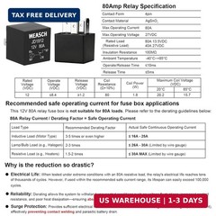 12V 6 Way Pre-Wired Fuse Relay Box Kit with Two 80A 4-Pin Relays | 6 ATC/ATO Slo