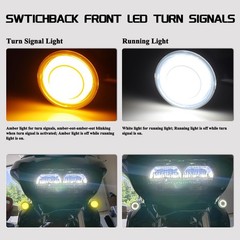 FACAILAHA Smoked Switchback Front LED Turn Signals Light Motorcycle Running