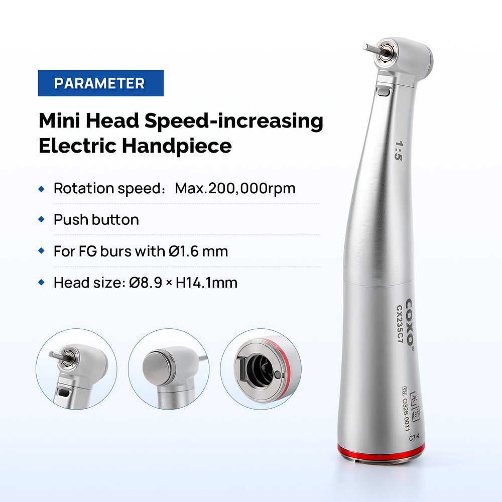 COXO Optic Fiber 1:5/1:4.2 Contra Angle Handpiece CX235C7 Mini Standard 45° Head