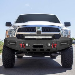 Front Bumper 2019-2024 2500 3500 Winch Plate LED Lights D-Rings Offroad Black