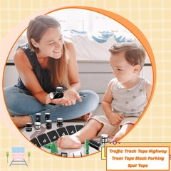 10 Rolls Kids Road Tape Set Highway Road Tape Traffic Track Railway Tape Blac…