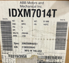 Baldor, IDXM7014T, 1HP 1760RPM 143TC XPFC 3PH EXPLOSION PROOF MOTOR