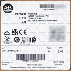 New Sealed 22F-A2P5N113 PowerFlex 4M- 0.4 kW (0.5 HP) AC Drive 240VAC, 1PH