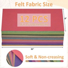 12 Color Morandi Felt Fabric Rolls 8×35 Soft Polyester Craft Sheets 1.4 MM