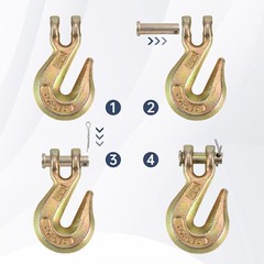 6 Pack G70 3/8″ Clevis Grab Hooks Tow Chain Hook Flatbed Truck Trailer Tie Down