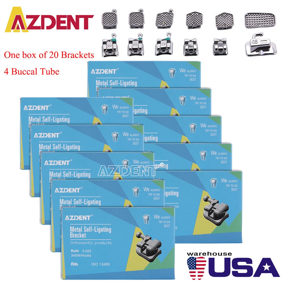 AZDENT Dental Orthodontic Brackets Passive Self-Ligating Brace Roth.022 Hook 345
