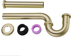 Brass P Trap, 1 1/4 Bathroom Basin Sink Waste Trap Drain Kit Brushed Gold