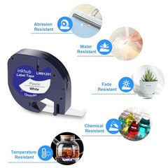 7PK Dymo Letratag Refill 91331 91330 White Plastic 12mm Label Tape 1/2″ LT-100H