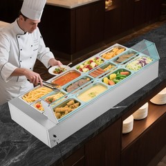 VEVOR Commercial Food Warmer 12-Pan 1700W Buffet Bain Marie with Glass Cover