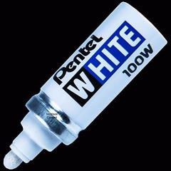 Pentel White 100W Marker, Bold Point, Permanent Ink