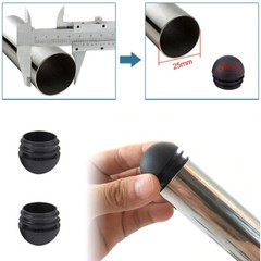 16-76mm Domed Round Plastic Blanking End Cap Caps Tube Pipe Inserts Black/White