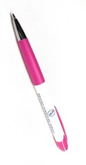 30ct Bulk Lot Misprint Rubber Grip Click Pens MARDI GRAS Hub Pen: PINK & WHITE