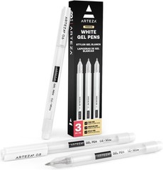 Artist-Approved 3-Pack White Gel Pens with Ergonomic Grip and Multiple Nib Sizes